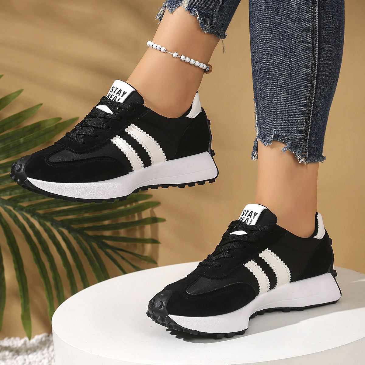 Women's Thick Bottom Student Casual Shoes Breathable Sneaker - Bests Sale