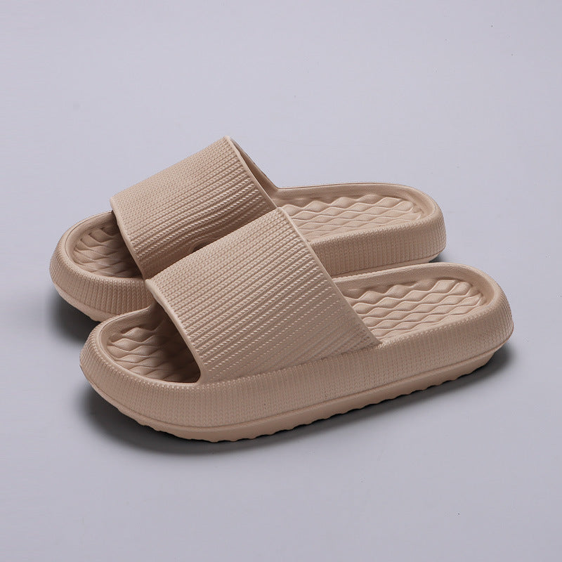 Summer EVA Slippers Solid Color Rhombus Stripe Anti-slip Slippers New Women's Home Shoes - Bests Sale