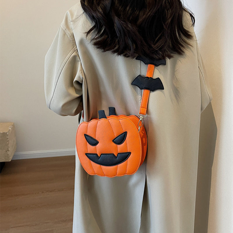 2023 Halloween Bags Funny Pumpkin Cartoon Shoulder Crossbody Bag With Bat Personalized Creative Female Bag Bests Sale