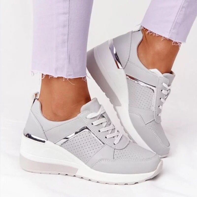 Plus Size Casual Platform Dad Shoes Lace-up Wedge Sports Women - Bests Sale