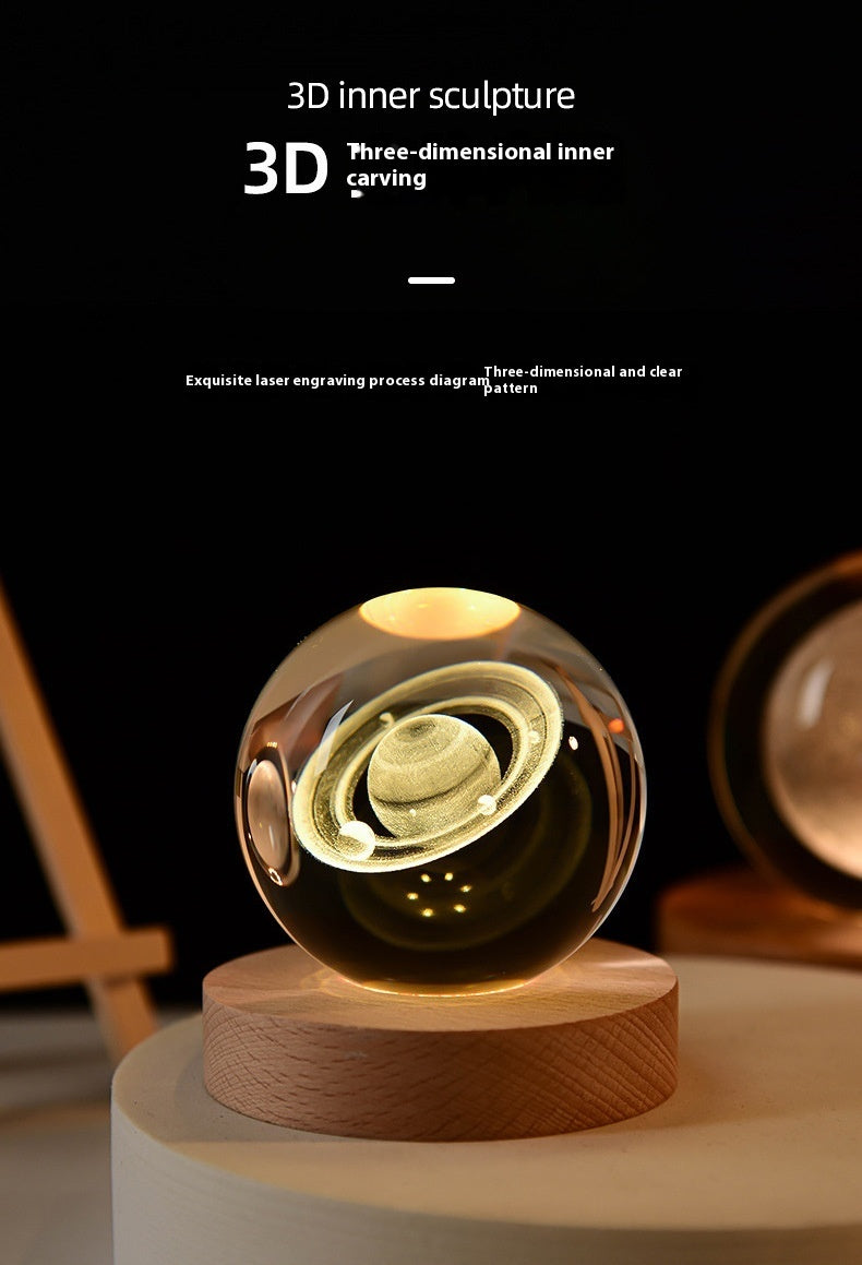 Luminous Crystal Ball Projection Ambience Light Coffee Jasper