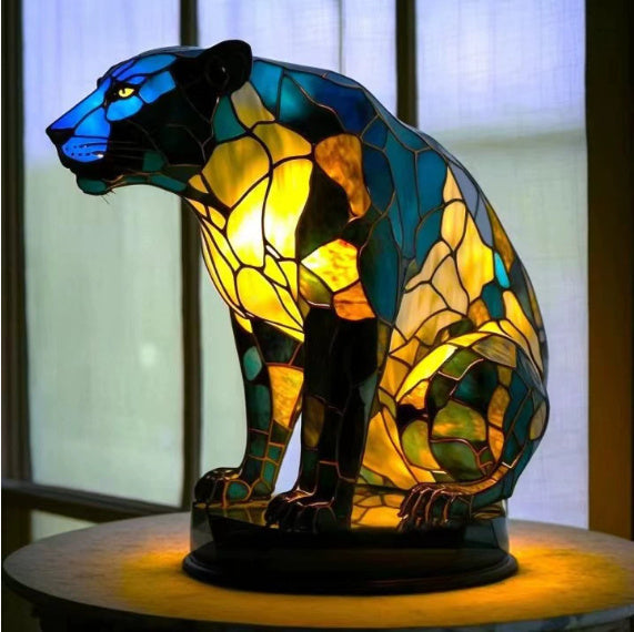 LED Small Night Lamp Art Animal Statue Creative Home Desktop Decoration Coffee Jasper