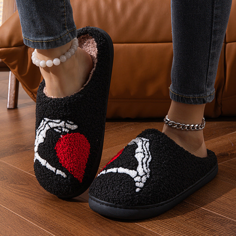 Love Black Hand Home Thickened Cotton Slippers Bests Sale