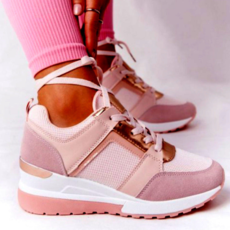 Sneakers Platform Wedge Heel Casual Shoes Lace-up Mesh Sneakers - Bests Sale