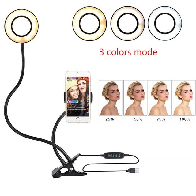 LED Selfie Ring Light for Live Adjustable Makeup Light-8cm Stand Coffee Jasper
