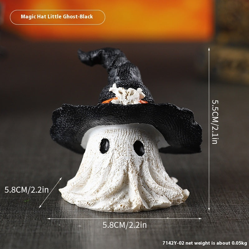 Resin Decoration Halloween Wizard Hat Ghost Ornaments Bests Sale