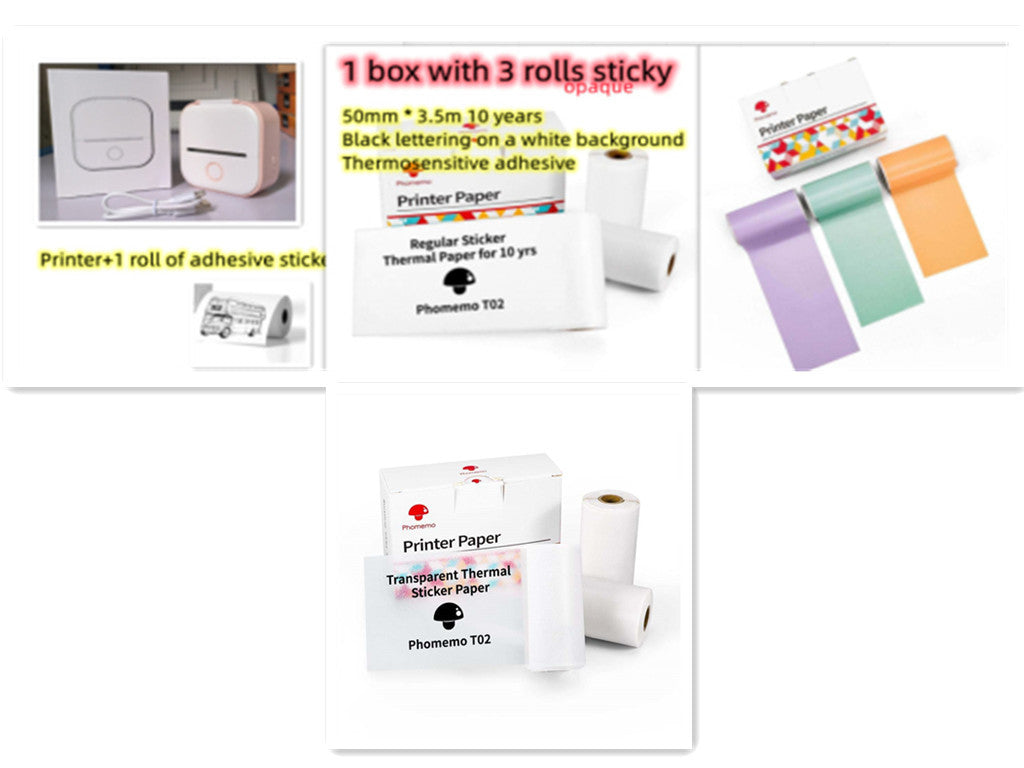 Portable Mini Thermal Label Printer Home Photo Printer Student Wrong Question Printer Bluetooth-compatible Mini Label Printer Price Tag Coffee Jasper