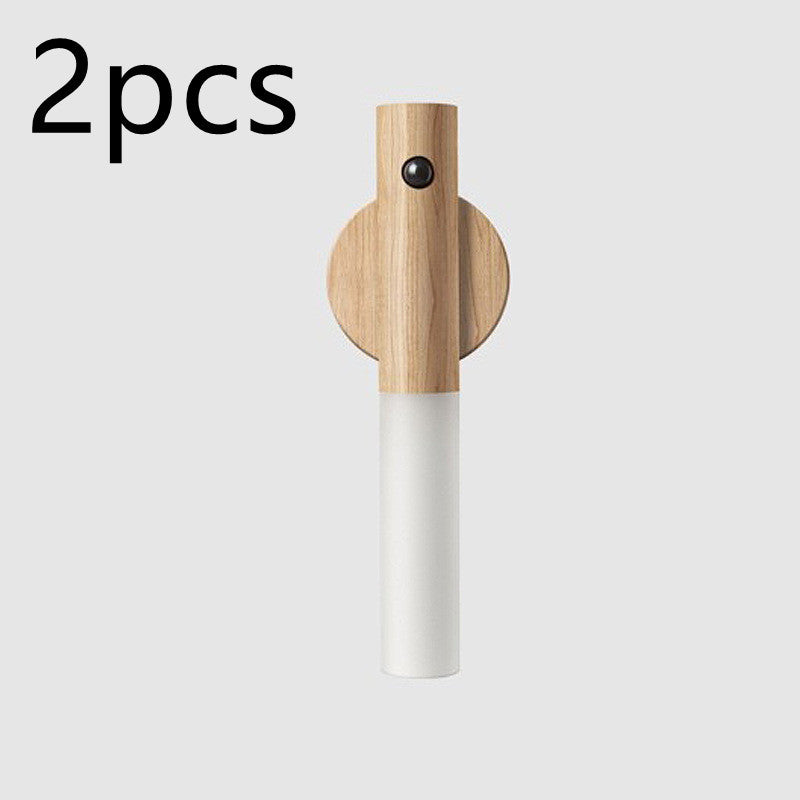 Auto LED USB Magnetic Wood Wireless Night Light Corridors Porch Lights PIR Motion Sensor Wall Light Cabinet Lamp Coffee Jasper