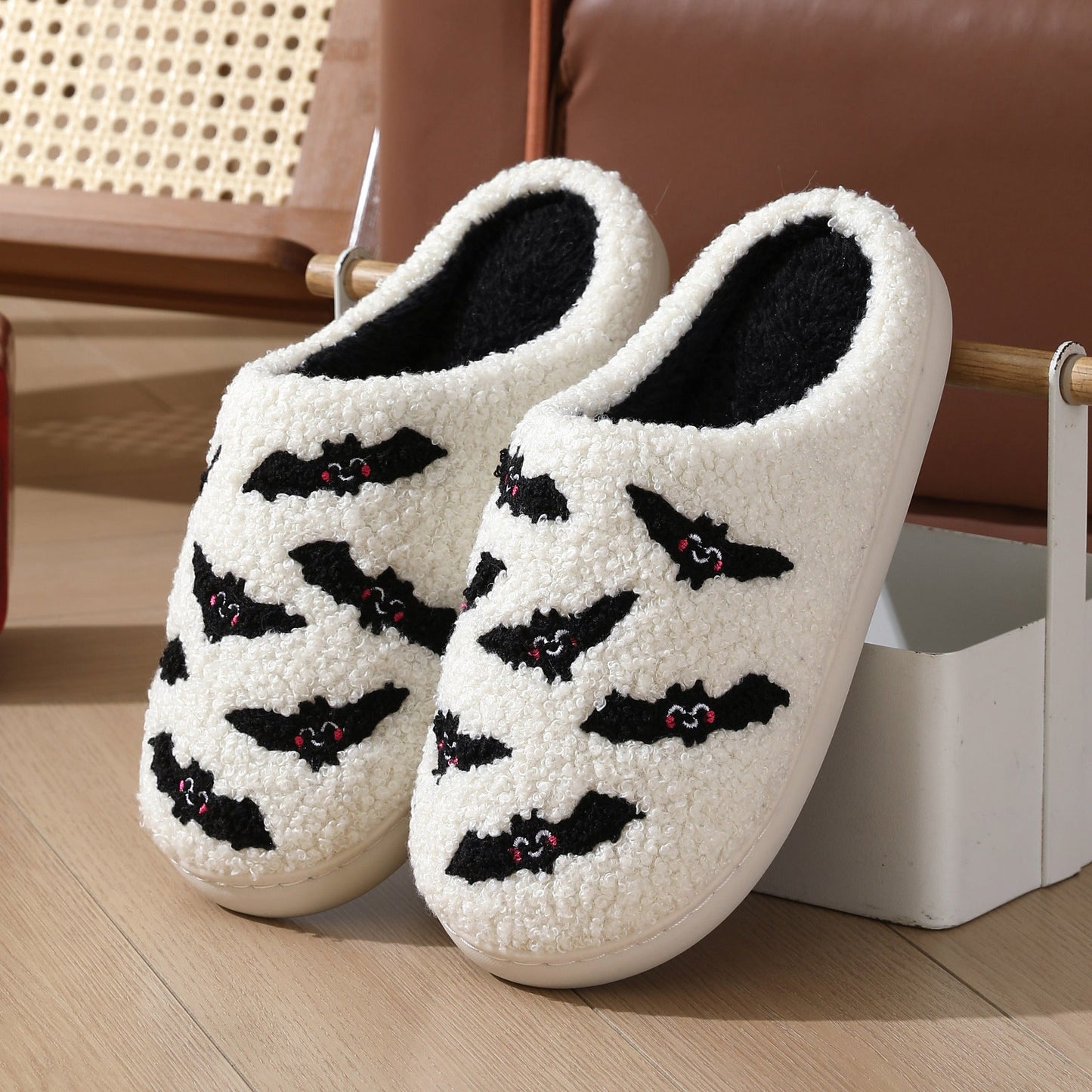Halloween Skull Rose Slippers Winter Warm Indoor Floor Bedroom Home Slipper For Women Bests Sale