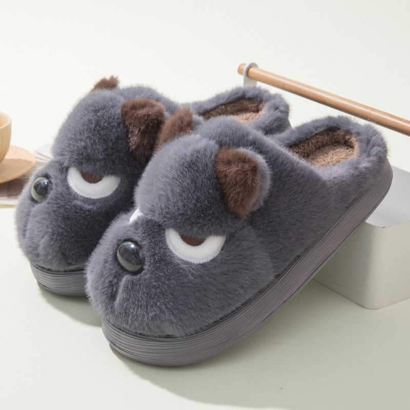 Warm And Cute Puppy Platform Non Slip Cotton Slippers - Bests Sale