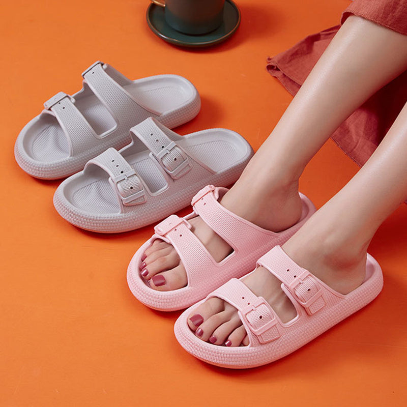 Platform Slippers Women's Summer Buckle Home Shoes Fashion Outdoor Wear Soft Bottom Sandals - Bests Sale