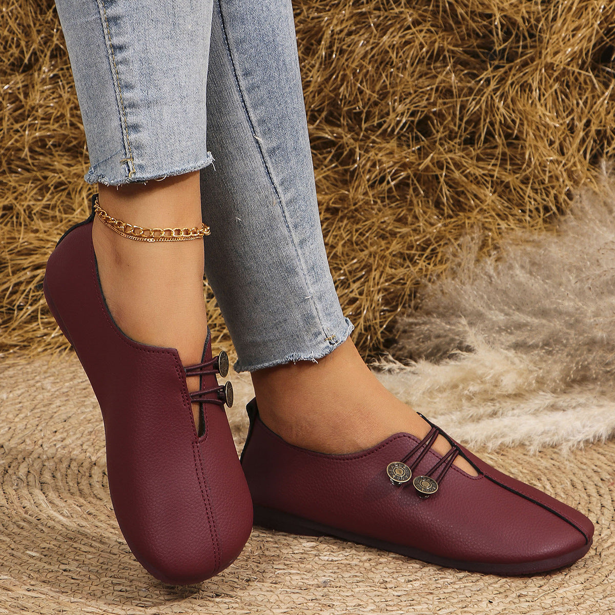 Ins Square Toe Slip-on Sandals Summer Fashion Soft Flat Shoes For Women - Bests Sale