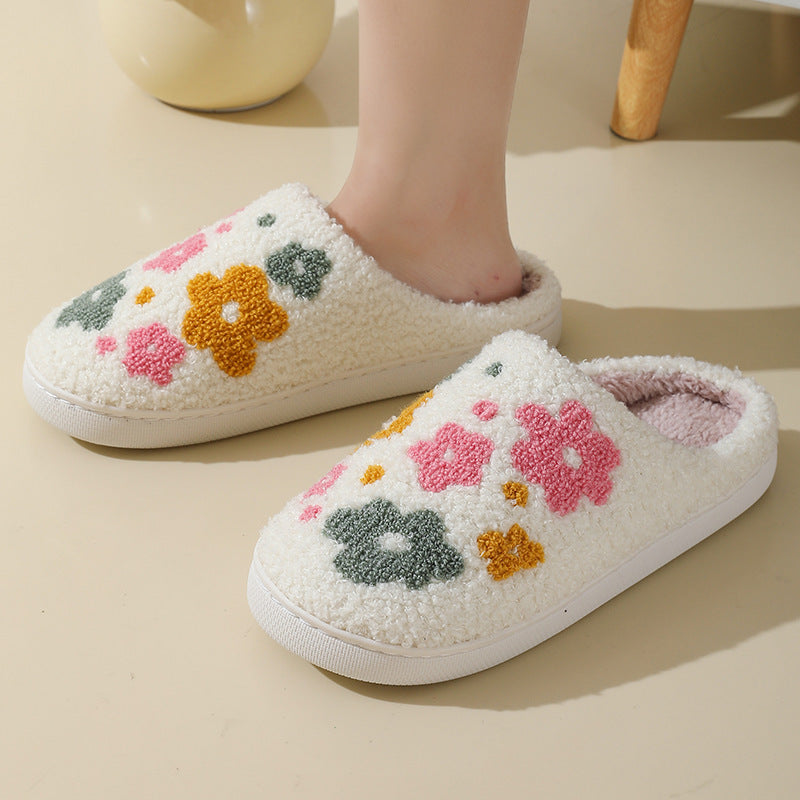 Warm Indoor Comfortable Colorful Flowers Cotton Slippers - Bests Sale