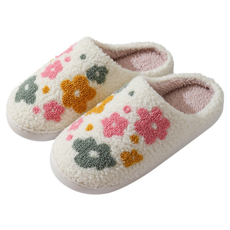 Warm Indoor Comfortable Colorful Flowers Cotton Slippers - Bests Sale