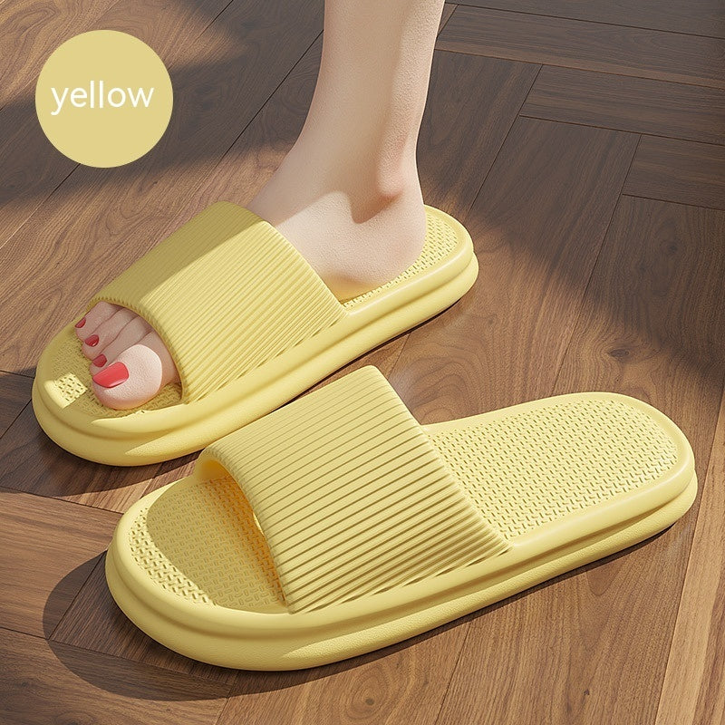Striped Design Home Slippers For Women Men Soft Anti-slip Floor Bathroom Slippers Solid House Shoes - Bests Sale