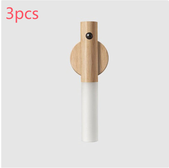 Auto LED USB Magnetic Wood Wireless Night Light Corridors Porch Lights PIR Motion Sensor Wall Light Cabinet Lamp Coffee Jasper