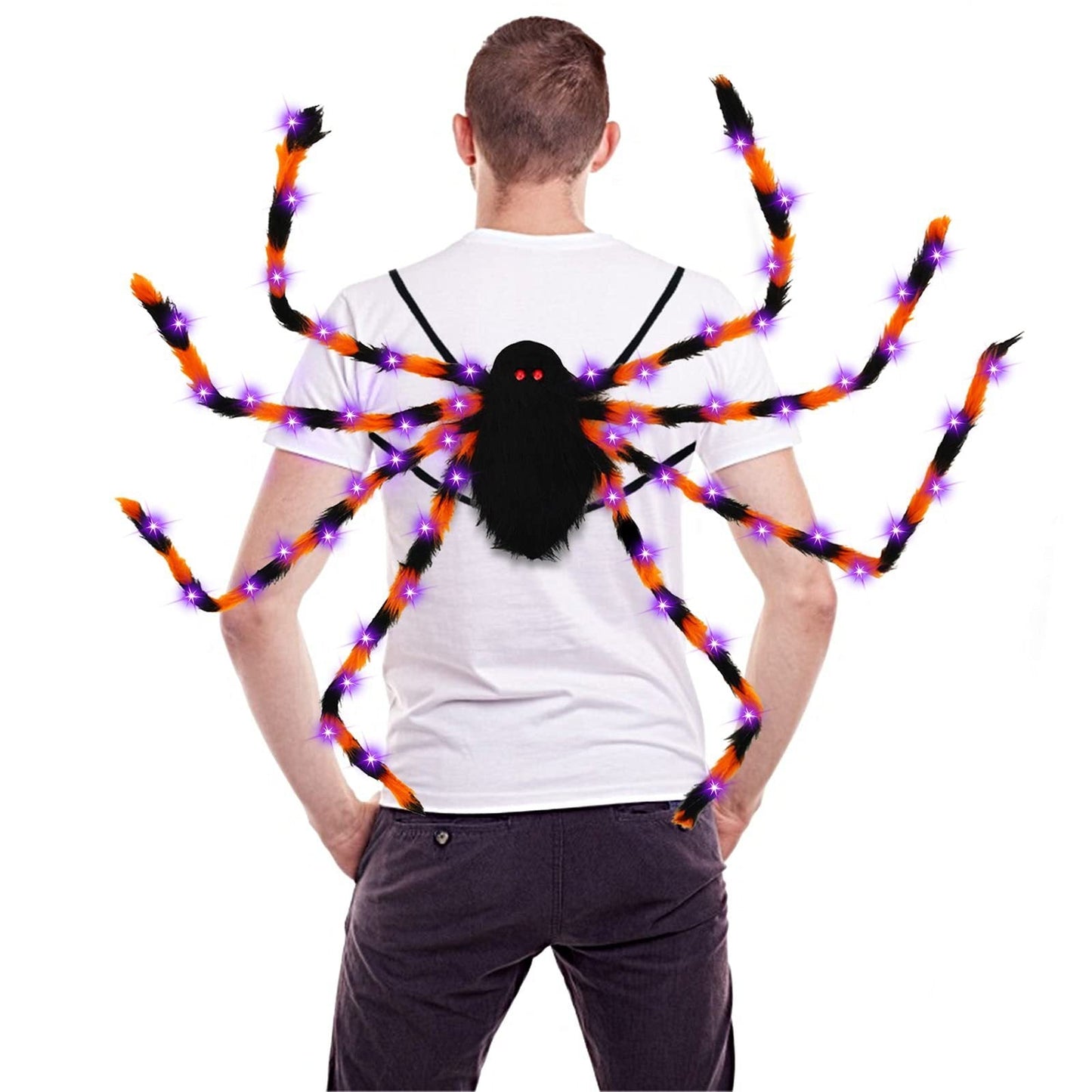 Halloween Spider Backpack Nine LED Modes Plush Sugar Bag Bests Sale