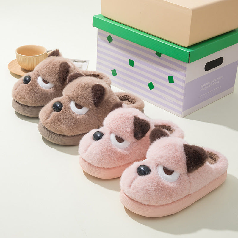 Warm And Cute Puppy Platform Non Slip Cotton Slippers - Bests Sale
