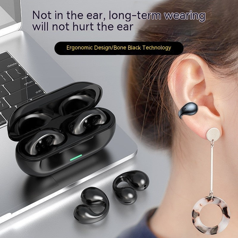Wireless Ear Clip Bluetooth Headset TWS Comfortable Wear Not In-Ear Sports Wireless Bone Conduction 5.3 Bluetooth Headset Coffee Jasper