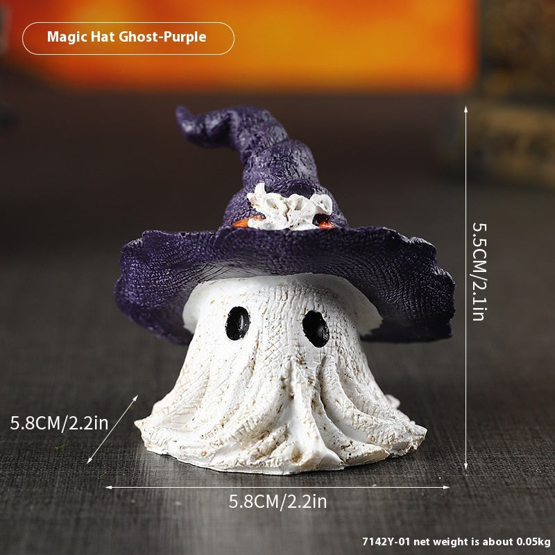 Resin Decoration Halloween Wizard Hat Ghost Ornaments Bests Sale