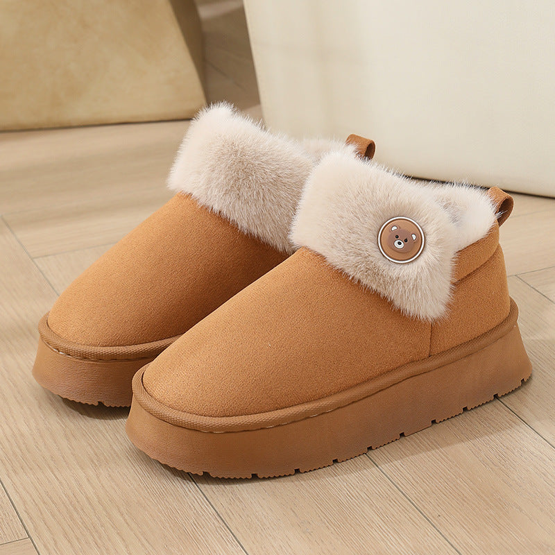 Ankle Wrap Cotton Slippers Thickened Couple Non-slip Warm Cotton Shoes - Bests Sale