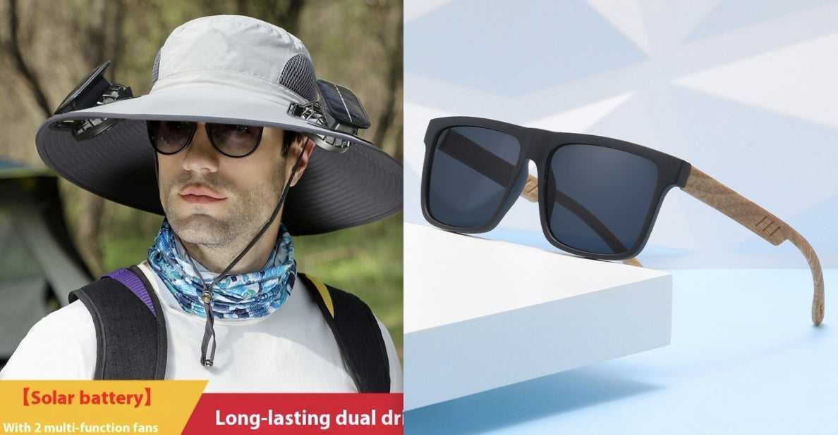 Outdoor Wide Brim Sun Hat With Solar Fan Wide Brim Solar Fan Outdoor Fishing Hat Solar USB Charging Solar Powered Hat Adjustable Coffee Jasper