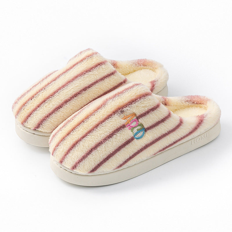 Colorful Vertical Terms Plush Soft Cotton Slippers - Bests Sale