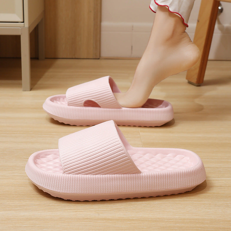 Summer EVA Slippers Solid Color Rhombus Stripe Anti-slip Slippers New Women's Home Shoes - Bests Sale