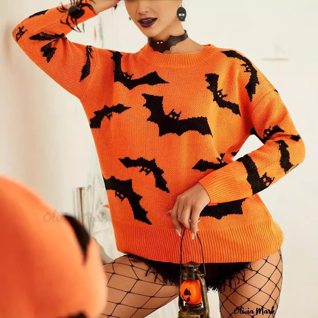 Fashion Women's Wear Long Sleeve Halloween Brocade Sweater Knitted Bests Sale