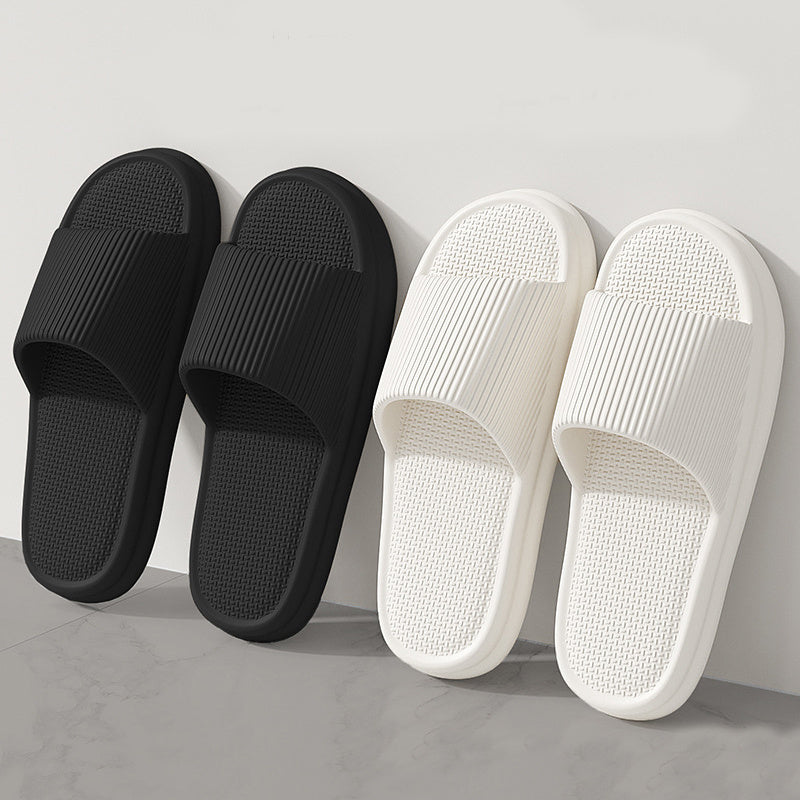 Striped Design Home Slippers For Women Men Soft Anti-slip Floor Bathroom Slippers Solid House Shoes - Bests Sale
