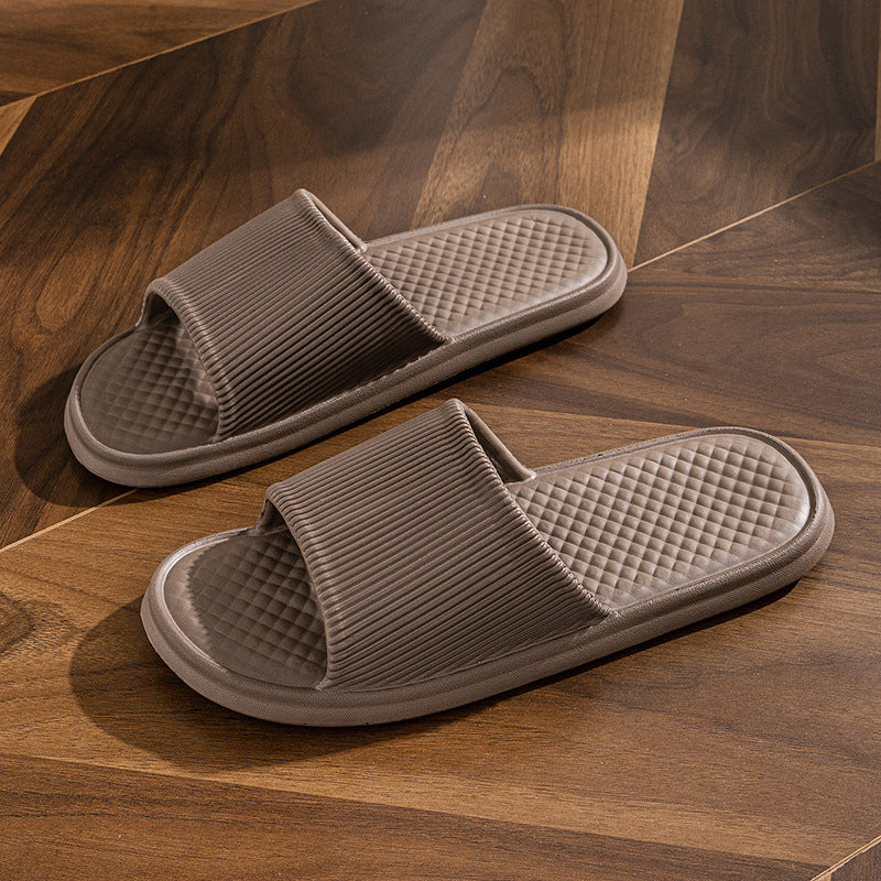 Summer Slipper Indoor House Shoes For Men Women Couples Solid Color Rhombus Striped Non-slip Bathroom Slippers - Bests Sale