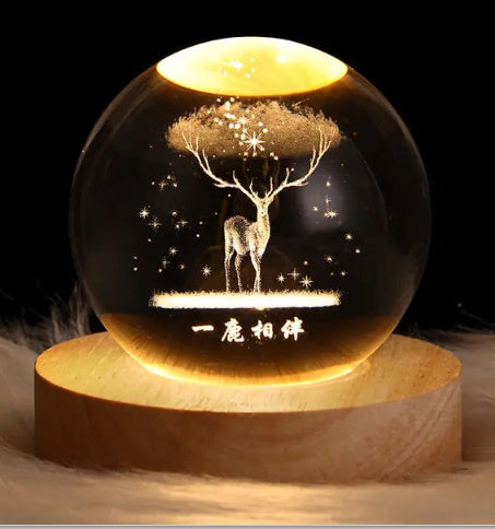 Luminous Crystal Ball Projection Ambience Light Coffee Jasper