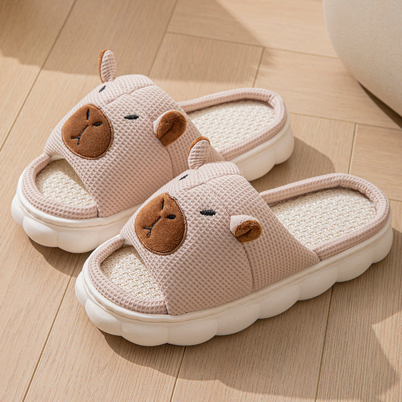 Open Toe Couple Indoor Non-slip Linen Slippers - Bests Sale