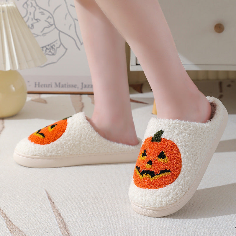 Halloween Pumpkin Cartoon Slippers Warm Winter Slippers Men And Women Couples Indoor House Shoes Bests Sale