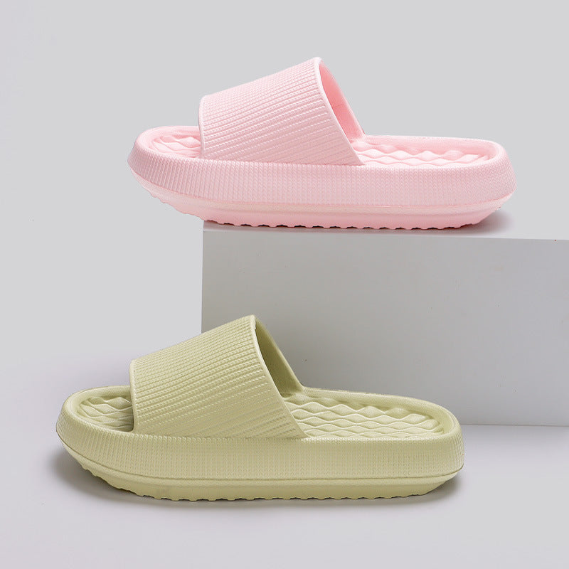 Summer EVA Slippers Solid Color Rhombus Stripe Anti-slip Slippers New Women's Home Shoes - Bests Sale