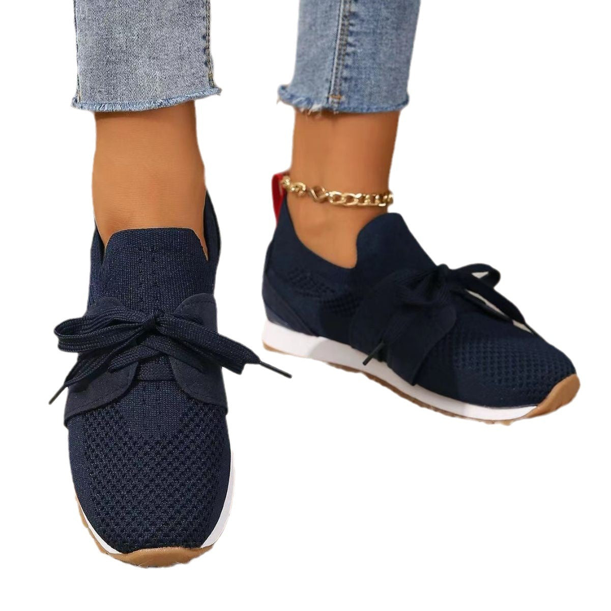 Women's Comfortable Fly Woven Mesh Lace-up Casual Shoes - Bests Sale