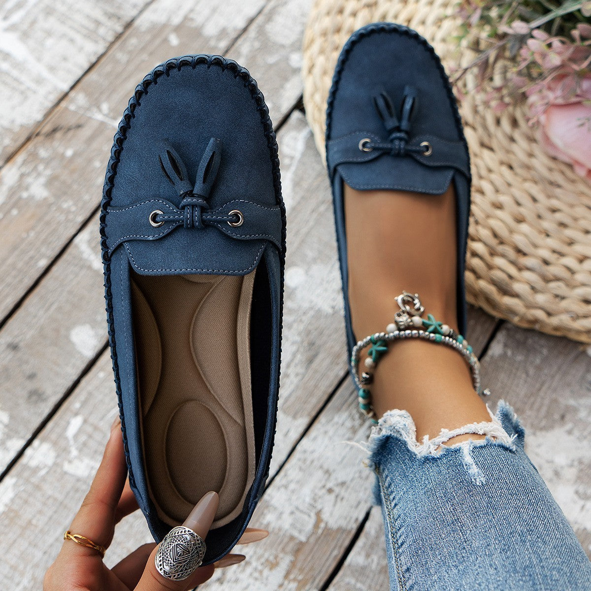 Women's Round Head Loafers Fashion Non-slip Soft Comfortable Flats Shoes - Bests Sale