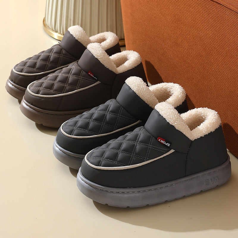 Winter Plush Cotton Shoes Warm Thick-bottom Waterproof Home Slippers All-match Indoor Outdoor Garden Shoes For Women - Bests Sale