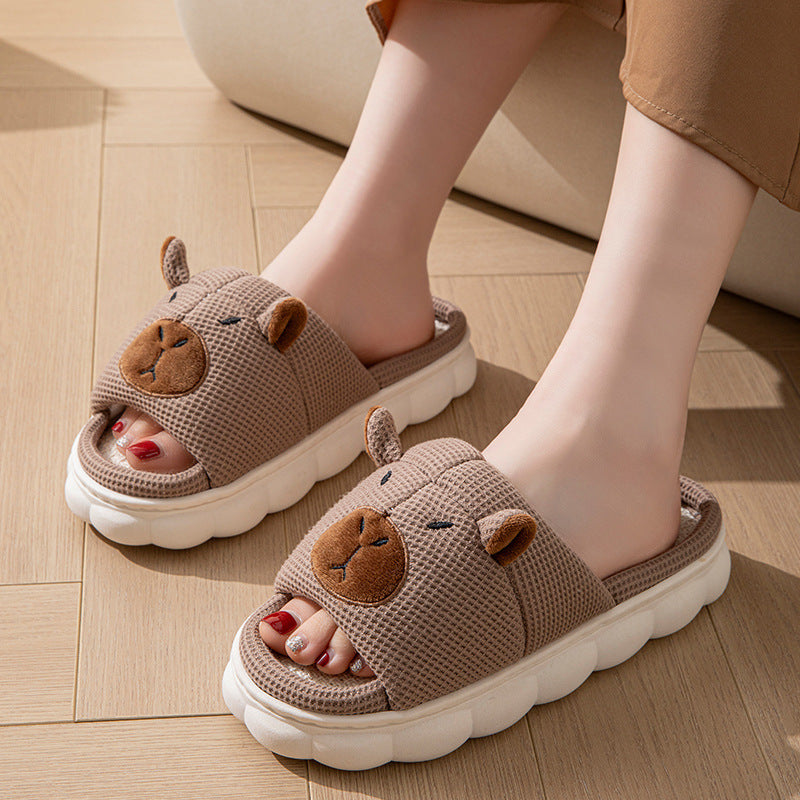 Open Toe Couple Indoor Non-slip Linen Slippers - Bests Sale