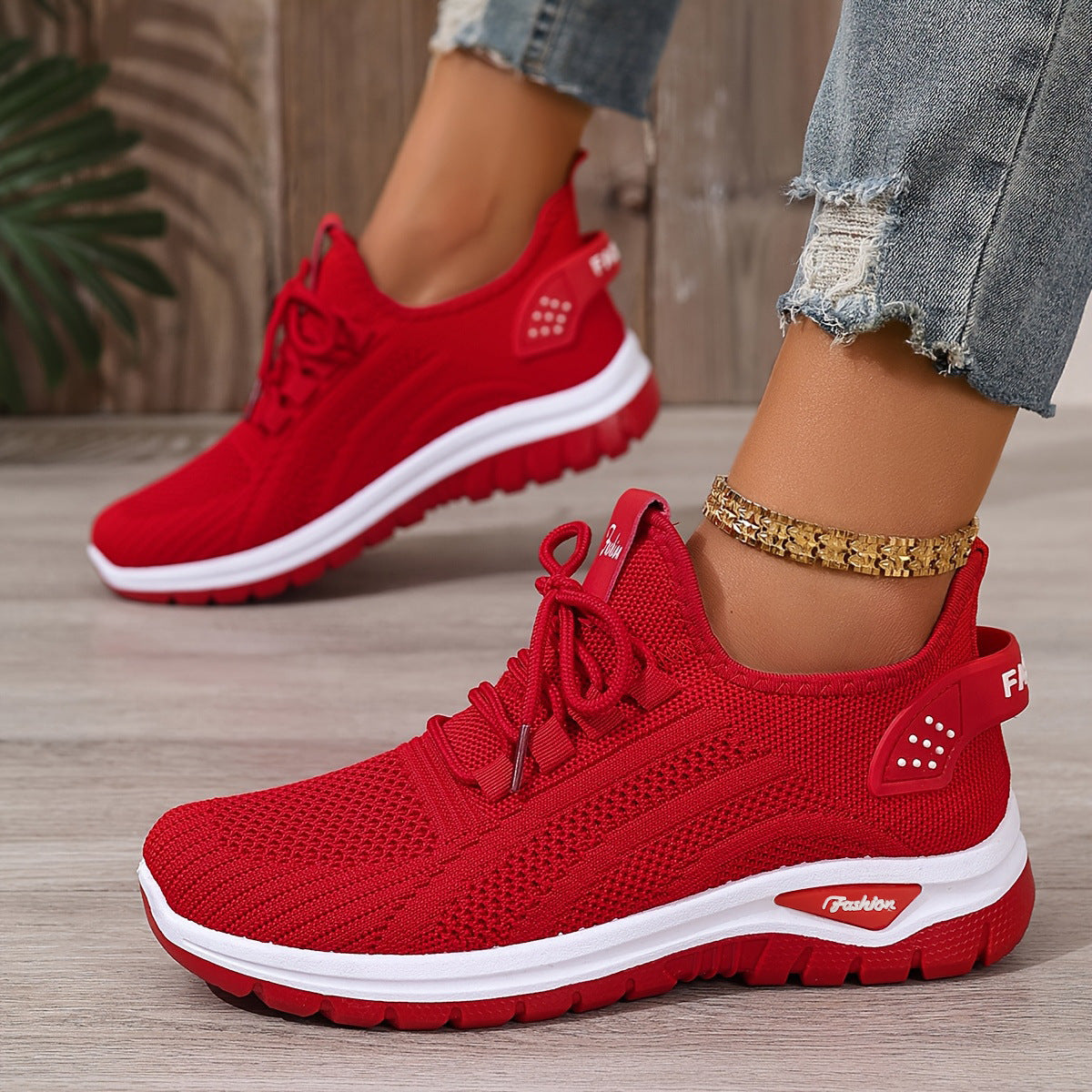 Flying Woven Shoes Women's Fashion Casual Mesh Sneaker - Bests Sale