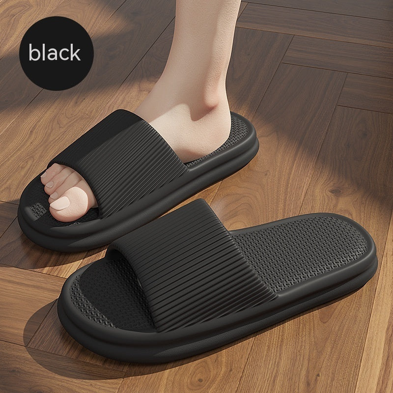 Striped Design Home Slippers For Women Men Soft Anti-slip Floor Bathroom Slippers Solid House Shoes - Bests Sale