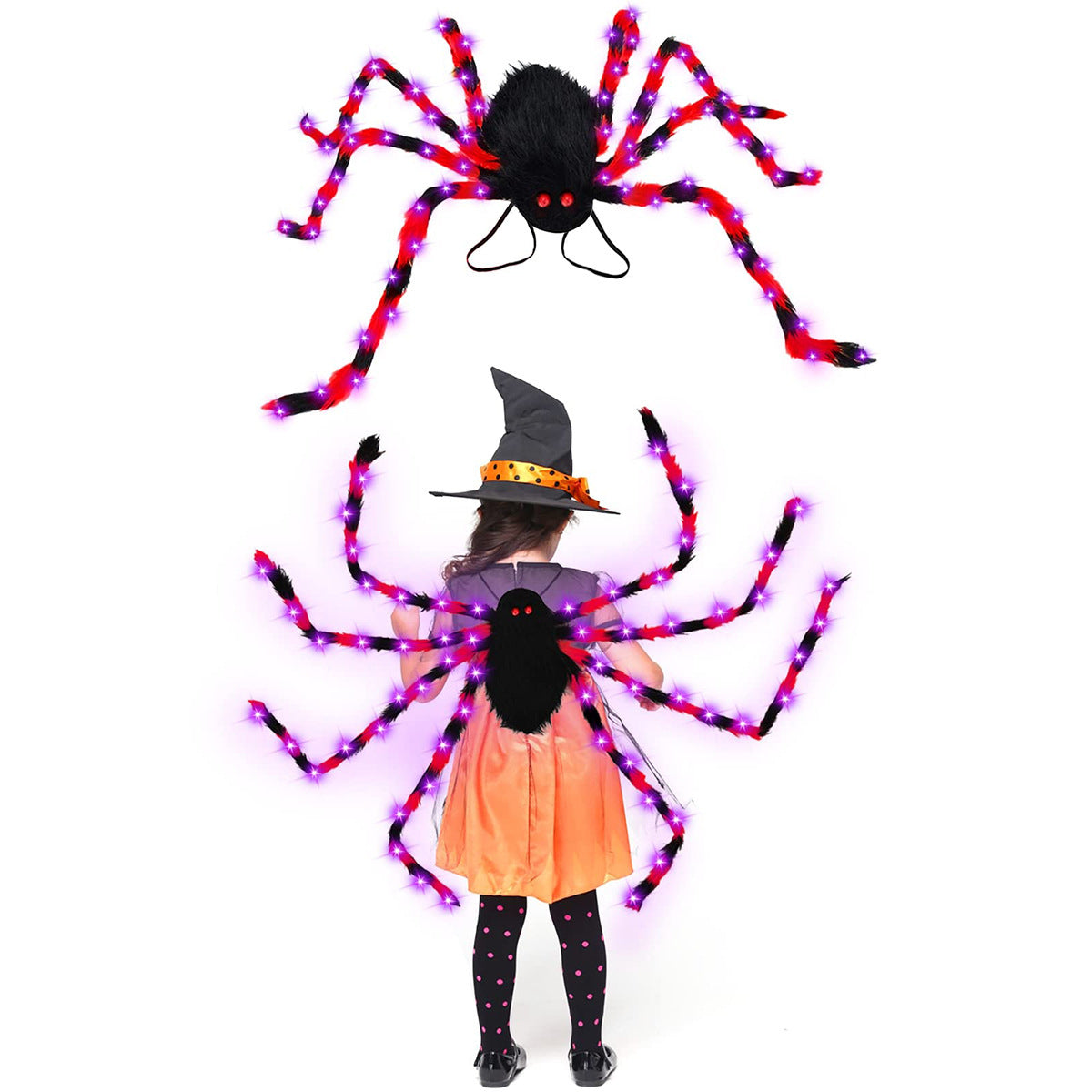 Halloween Spider Backpack Nine LED Modes Plush Sugar Bag Bests Sale