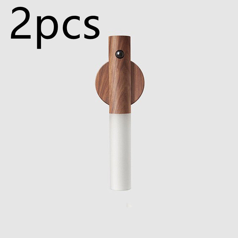 Auto LED USB Magnetic Wood Wireless Night Light Corridors Porch Lights PIR Motion Sensor Wall Light Cabinet Lamp Coffee Jasper