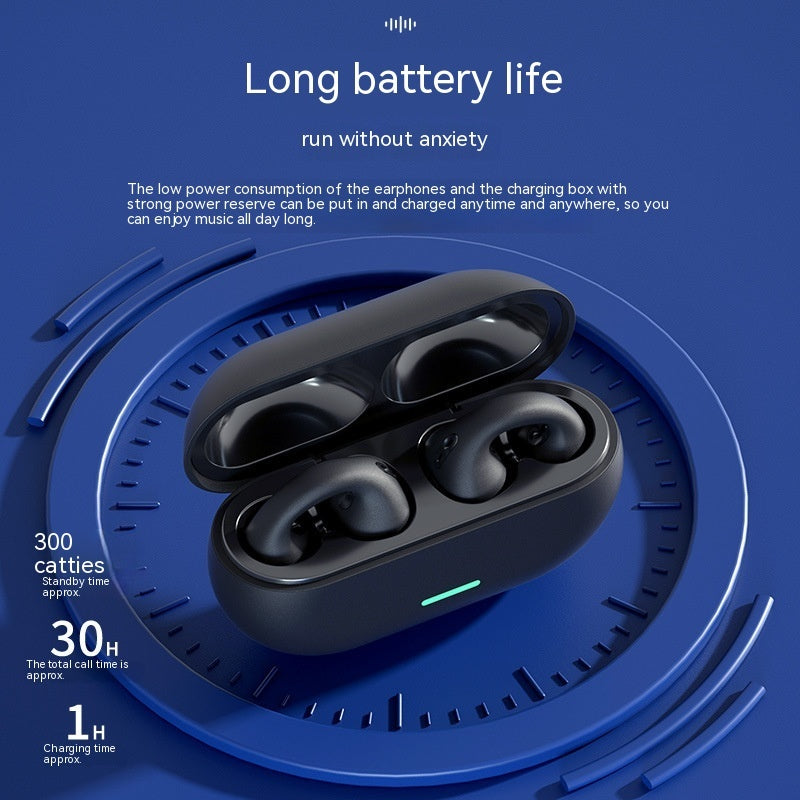 Wireless Ear Clip Bluetooth Headset TWS Comfortable Wear Not In-Ear Sports Wireless Bone Conduction 5.3 Bluetooth Headset Coffee Jasper