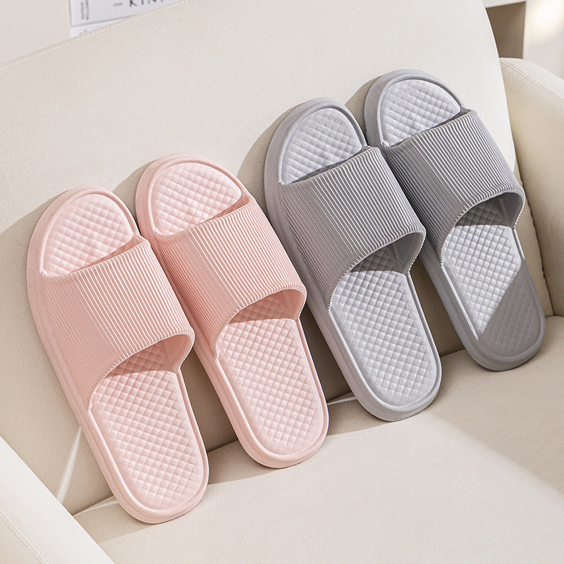 Summer Slipper Indoor House Shoes For Men Women Couples Solid Color Rhombus Striped Non-slip Bathroom Slippers - Bests Sale