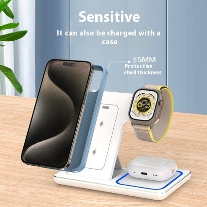 15W 3 In 1 LED Fast Wireless Charger Stand Foldable Charging Station For Smart Phone 15 14 13 12 11 IWatch 9 8 7 6 5 Airpods Pro Coffee Jasper