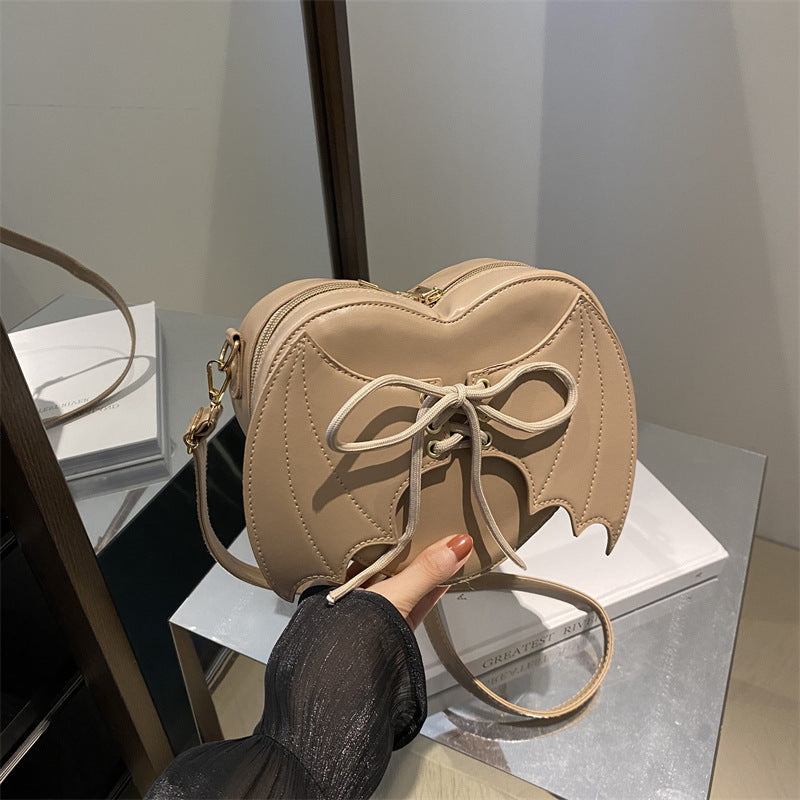 Heart Shape Bag Strap Design Bat Wings One Shoulder Crossbody Bag Bests Sale