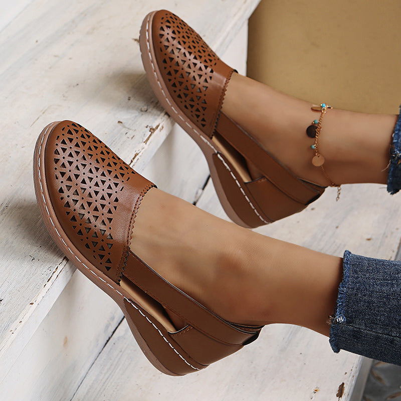 Round Toe Wedge Cross-border Large Size Flat Bottom Women's Sandals - Bests Sale