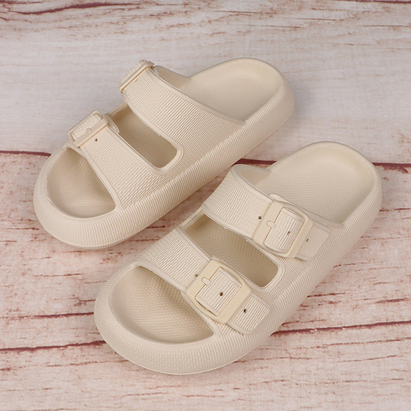 Platform Slippers Women's Summer Buckle Home Shoes Fashion Outdoor Wear Soft Bottom Sandals - Bests Sale