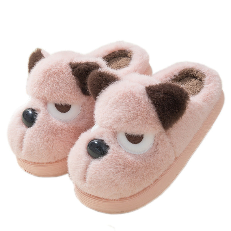 Warm And Cute Puppy Platform Non Slip Cotton Slippers - Bests Sale